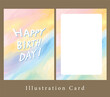 © Chinapha - pastel watercolor gradient hand painting of happy birthday card, rainbow illustration card decoration.