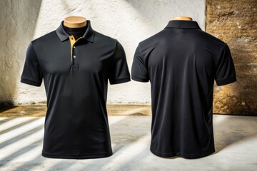 Canvas Print - mockup polo shirt with short arm view side, front and back view.