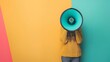 © Neuropixel - A person holding a megaphone against a colorful background with split complementary colors