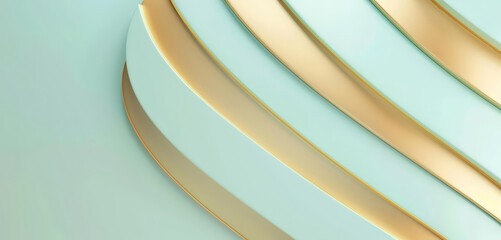 Canvas Print - An abstract background with smooth, flowing curves in gold and mint green, creating a modern, minimalist, and elegant design.