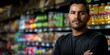 © Ян Заболотний - Dedicated Hispanic Retail Worker Stocking Shelves in Supermarket: Candid Portrait. Concept Retail Worker, Hispanic, Supermarket, Stocking Shelves, Candid Portrait