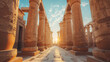 © Emiliia - The setting sun illuminates the majestic columns of an ancient Egyptian temple in Luxor, highlighting intricate carvings and historic architecture.