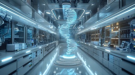 Leinwandbilder - Concept of Modern Biological Gene Laboratory. Generative AI.