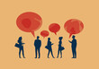 © Perfect Vector - Business people discussion - minimalist coworkers conversation vector illustration, meeting talk chat speech bubbles concept