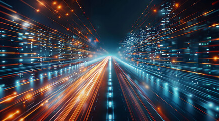 Aufkleber - High-speed data transmission and its significance in global connectivity, Long Exposure. Generative AI.