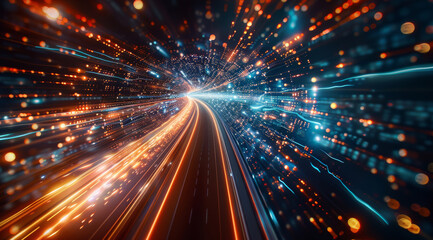 Leinwandbilder - High-speed data transmission and its significance in global connectivity, Long Exposure. Generative AI.
