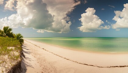 Wall Mural - panoramic picture of sandspur beach on florida keys in spring during daytime