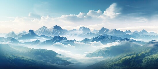 Wall Mural - Observe the breathtaking natural scenery with mountains in the background, perfect as a copy space image.