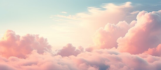 Leinwandbilder - Soft focus pastel-colored clouds create a dreamy backdrop with ample copy space image.
