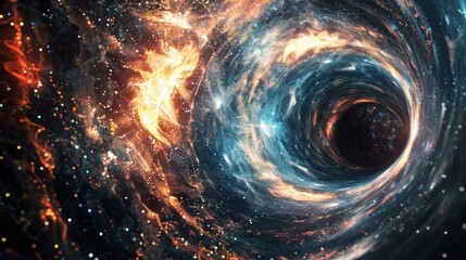 Wall Mural - a dark void at the heart of a galaxy, surrounded by stars and galaxies