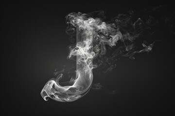 Sticker - A single smoke letter J on a black background, great for use in mysterious or dark-themed designs