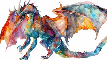 Sticker - Whimsical Dragon Illustration for Fantasy Book Cover Design Generative AI