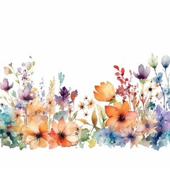 Wall Mural - Vibrant Floral Border for Design and Craft Projects Generative AI