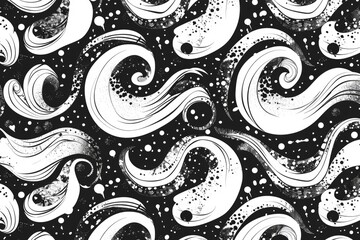 Sticker - A simple illustration of ocean waves with soap bubbles floating on the surface