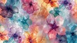 © pngking - Colorful floral pattern with watercolor background digital printing on textile wallpaper