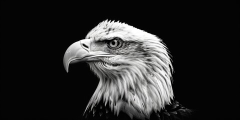 Sticker - A black and white photograph of an eagle's silhouette against a simple background