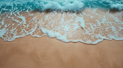 Wall Mural - Effects of seawater on sandy beach gentle sea waves moving sand soothing sight summertime