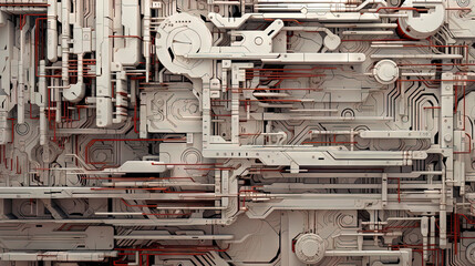 Wall Mural - background with metallic panels texture, wires and circuit. spaceship hull wall technology backgroun