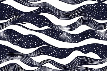 Wall Mural - A close-up of a black and white wave pattern on a surface, useful for design or decoration