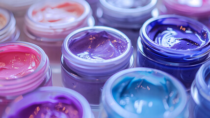 Aufkleber - Detailed view of multiple colorful paints in various shades, highlighting the rich diversity and intensity of the hues.