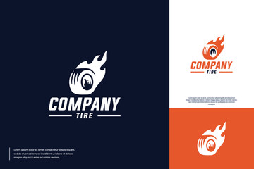 automotive logo with wheels and fire concept, logo design template.