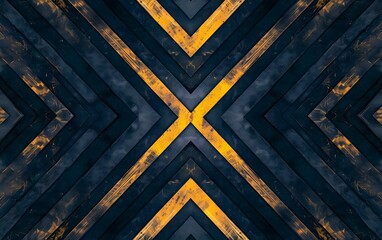 Wall Mural - Metallic Chevron Blue yellow pattern with dark background Pattern and Design Concept