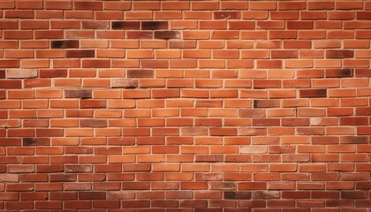 Poster - panoramic view of empty old red brick wall background with copy space