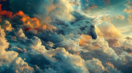 Canvas Print - a horse is flying through a stormy sky