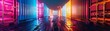 © Anurak - Neon Lit Shipping Containers at Night