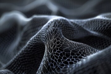 Explore the intricate 3D texture of a fabric with a captivating web-like pattern that creates an illusion of depth.