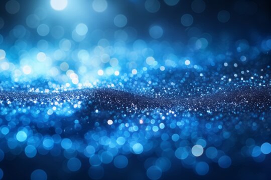 Blue glitter with light and bokeh effects