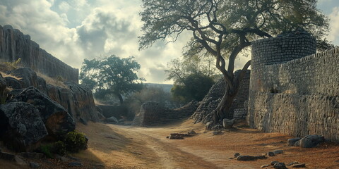 Wall Mural - In the mystical atmosphere of Great Zimbabwe This _008