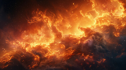 Wall Mural - Fiery Nebula in Deep Space