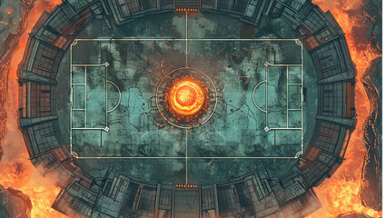 Wall Mural - Soccer Stadium Battlemap DnD,game background,sport background stadium,battle arena