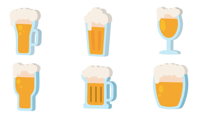 Wall Mural - 3D Beer glass icons set Vector