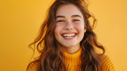 Young Girl Smiling in Yellow Sweater