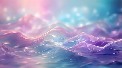 Abstract Wavy Purple And Blue Landscape With Glimmering Lights Generative AI