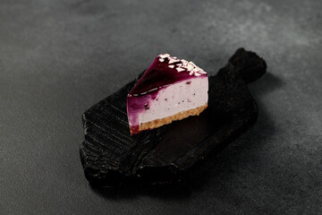 Sticker - Blueberry cheesecake. On a black background