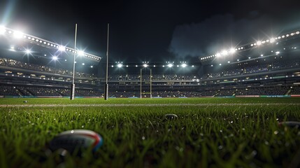 Rugby Ball on Lush Green Field