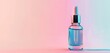 © Mehram - Skincare ad with a hydrating serum bottle against a plain pastel background, left side copy space for text, perfect for skincare promotions.