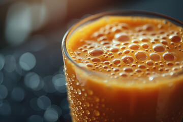 Poster - Close-up of a smoothie with droplets of condensation on the glass,