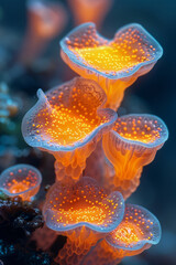 Poster - A close-up of a single yeast fungus with a glowing nucleus, captured in high detail,