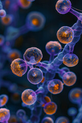 Poster - A high-contrast image of yeast fungi, with cell walls and membranes clearly defined,