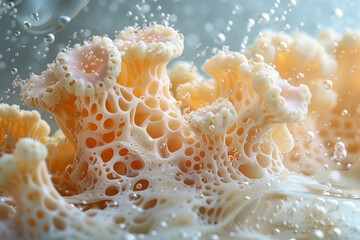 Aufkleber - An image of yeast fungi forming spores, capturing the spore formation process in detail,