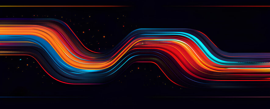 Simple abstract retro design in 80's style with colorful lines. Vector illustration.
