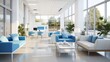 © Awais - A clean medical office with white and blue decor, comfortable seating, and medical equipment