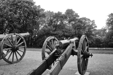 Historic Cannons at Otto von Bismarck's Schoenhausen Residence Park, Elbe, Germany