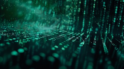 Poster - an abstract digital background with binary code and ai algorithms running in the background