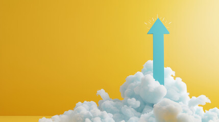 Aufkleber - Blue arrow emerging from clouds, representing progress and achievement