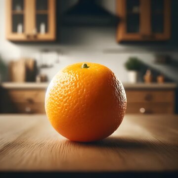 Closeup shot of fresh juicy orange in the kitchen, healthy nature sweet orange